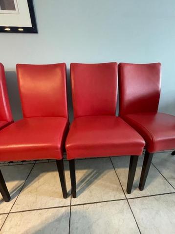 eetkamerstoelen in rood leder beschikbaar voor biedingen