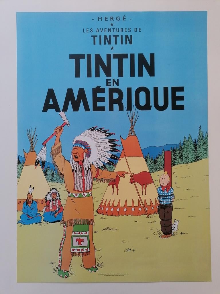 Affiche poster Tintin en Amérique Hergé, Enlèvement