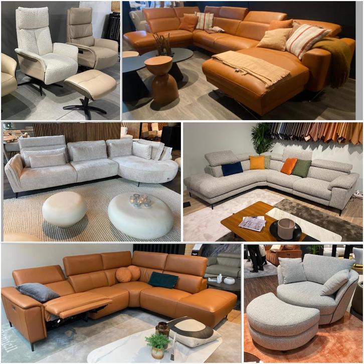 Grote stockverkoop partij hoekbanken en salons leder en stof, Maison & Meubles, Canapés | Coins salons complets, Neuf, Cuir, Métal