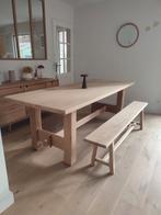 Massief eikenhouten boerentafel + bankje, Huis en Inrichting, Ophalen, Zo goed als nieuw, Eikenhout