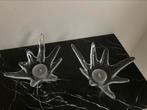 2  vintage Elegante glazen kandelaars, Antiek en Kunst, Antiek | Glaswerk en Kristal, Ophalen of Verzenden