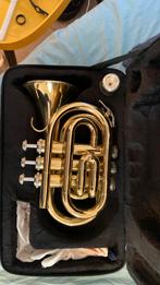 Pocket trompet, Muziek en Instrumenten, Blaasinstrumenten | Tuba's, Ophalen, Gebruikt, Overige typen, Met koffer of draagtas