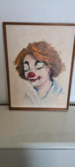 clown op canvas teken, Antiek en Kunst, Kunst | Schilderijen | Modern, Ophalen of Verzenden