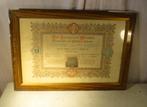 Antiek Diploma van 1919 in houten fotolijst - 65x45, Antiek en Kunst, Ophalen of Verzenden