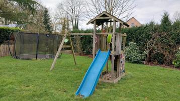 Schommel met speelhuisje, Kinderen en Baby's, Speelgoed | Buiten | Speeltoestellen, Ophalen, Zo goed als nieuw, Glijbaan