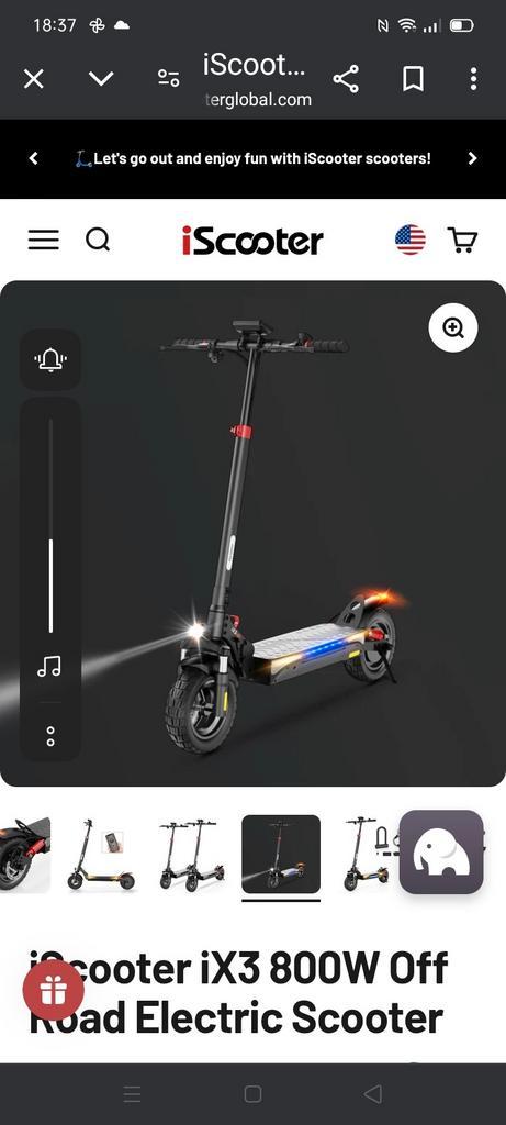 Iscooter ix3 NIEUW 800 w motor/max40 km/u offr bereik 40km, Fietsen en Brommers, Steps, Zo goed als nieuw, Ophalen