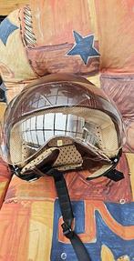te koop helm in goede nieuwe staat zie foto's bruine leder l, Fietsen en Brommers, Brommerhelmen, Nieuw, Extra small of kleiner