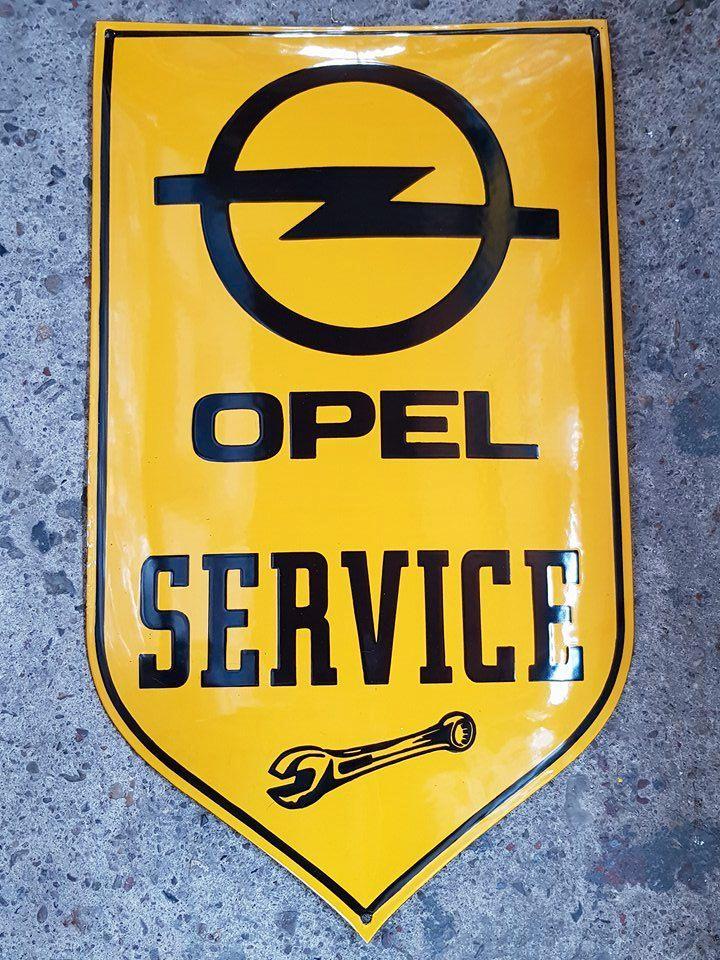 Opel service emaillen reclame decoratie bord showroom kado, Collections, Marques & Objets publicitaires, Comme neuf, Panneau publicitaire