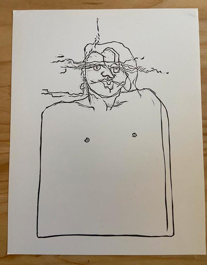 Klein zeefdrukje - Ludiek portret (vintage), Antiek en Kunst, Kunst | Tekeningen en Fotografie, Ophalen