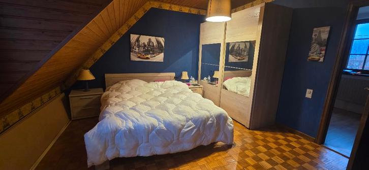 Complete slaapkamer Vastiau-Godeau – lichte eik, Huis en Inrichting, Slaapkamer | Complete slaapkamers, Zo goed als nieuw, Tweepersoons