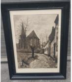 gravure l eglise saint servais signe maurice emile blieck, Antiek en Kunst, Ophalen of Verzenden