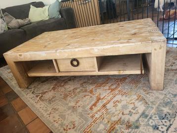 Steigerhout solide salontafel, Huis en Inrichting, Tafels | Salontafels, Ophalen, Zo goed als nieuw