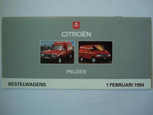 Citroën Prijzen bestelwagens 1994 Brochure Catalogue Prospek, Boeken, Auto's | Folders en Tijdschriften, Zo goed als nieuw, Citroën