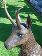 bronzen berggeit of geit op rots., Tuin en Terras, Ophalen, Nieuw, Overige materialen, Dierenbeeld