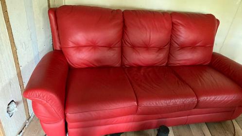 siège en cuir rouge véritable comme neuf, Maison & Meubles, Canapés | Salons, Comme neuf, Banc droit, Trois personnes, 200 à 250 cm