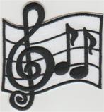 Muzieknoten stoffen opstrijk patch embleem #5, Verzamelen, Muziek, Artiesten en Beroemdheden, Verzenden, Nieuw, Kleding