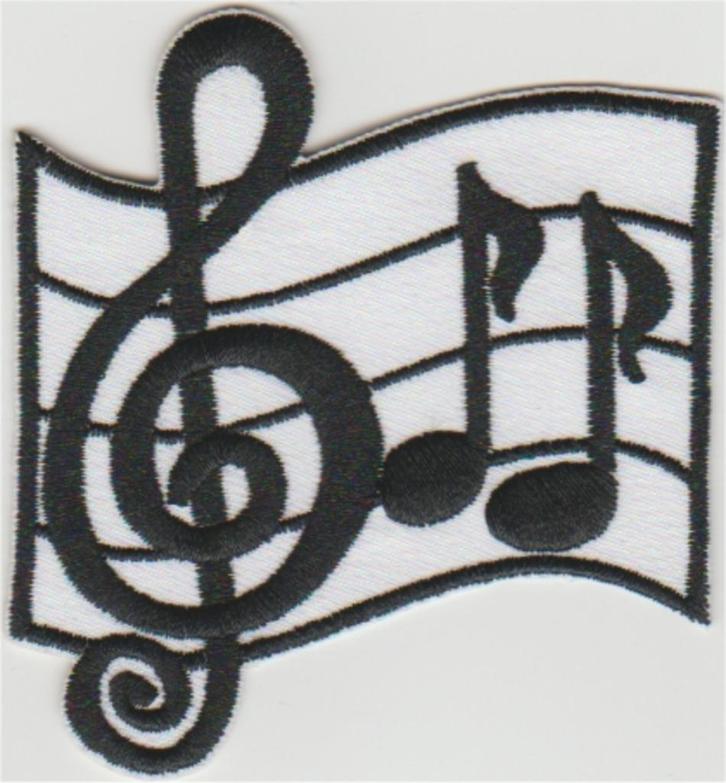 Muzieknoten stoffen opstrijk patch embleem #5, Verzamelen, Muziek, Artiesten en Beroemdheden, Nieuw, Kleding, Verzenden