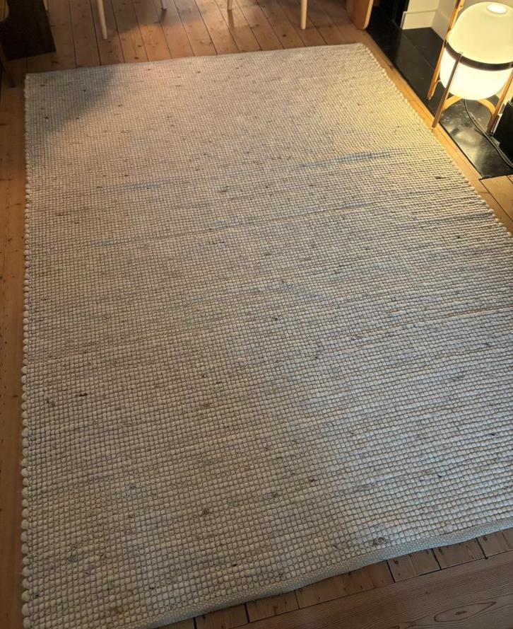 Tapijt - wollen vloerkleed wit gemeleerd 230x160, Huis en Inrichting, Stoffering | Tapijten en Vloerkleden, Gebruikt, 150 tot 200 cm