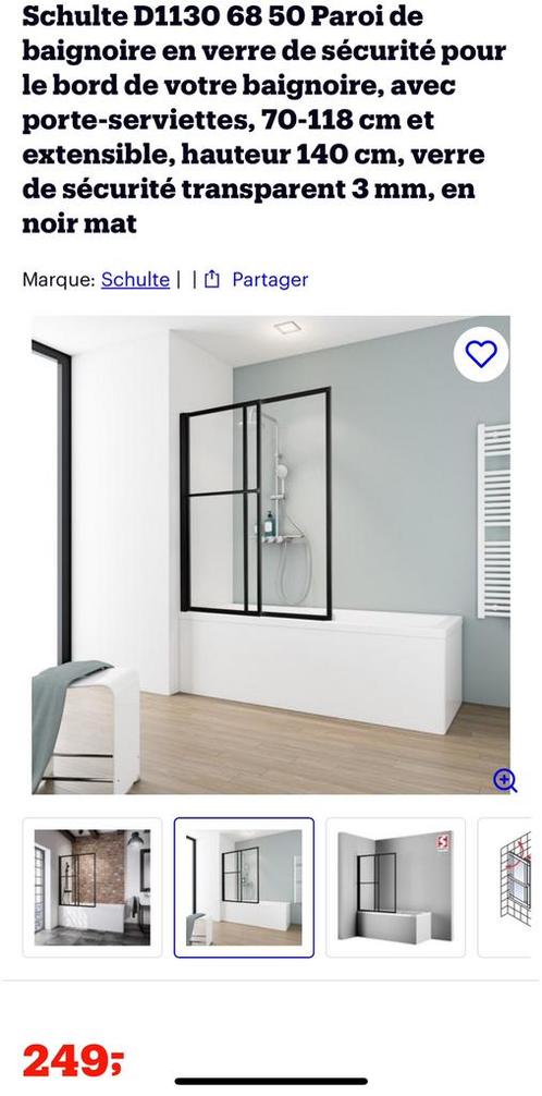 PAROIS DE BAIGNOIRE NEUVE (mauvaise commande ) valeur 239€, Bricolage & Construction, Sanitaire, Neuf, Baignoire, Verre, Enlèvement