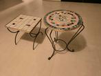 Set van 2 bijzettafels met smeedwerk en mozaïek, Huis en Inrichting, Ophalen, Zo goed als nieuw