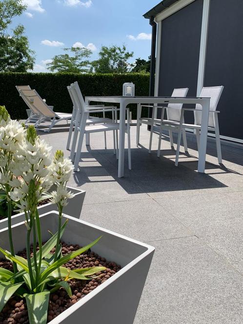 Tuinset tafel en 6 stoelen wit ONBESCHADIGD exterio nieuw, Jardin & Terrasse, Ensembles de jardin, Salons de jardin, Aluminium