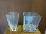 Set van twee vazen in glas vierkant, Huis en Inrichting, Glas, Zo goed als nieuw, Ophalen, Overige kleuren