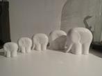 Ensemble vintage de 5 éléphants en céramique blanche 1980, Antiquités & Art, Curiosités & Brocante, Enlèvement ou Envoi