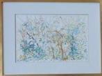 IRENE BATTAILLE / TUINZICHT / ORIGINEEL / 46x61cm / KADER, Antiquités & Art, Enlèvement ou Envoi