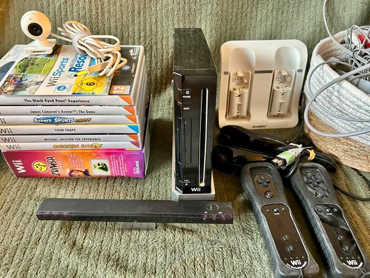Complete Nintendo Wii Set (Zwart), Games en Spelcomputers, Spelcomputers | Nintendo Wii, Zo goed als nieuw, Ophalen