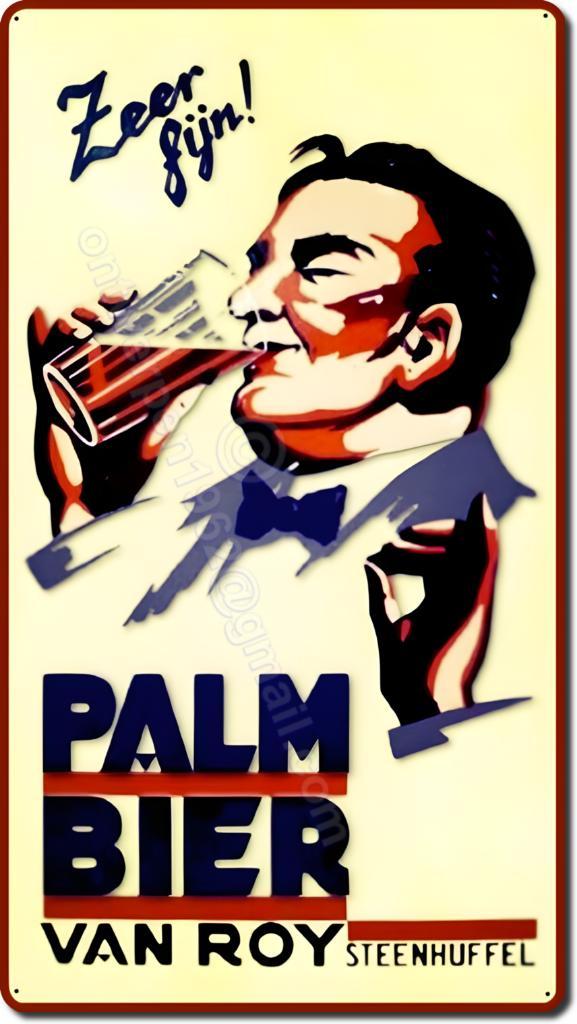 PALM BIER VAN ROY retro ontwerp op dubbel metaal 90cmx50cm, Verzamelen, Merken en Reclamevoorwerpen, Nieuw, Reclamebord, Verzenden