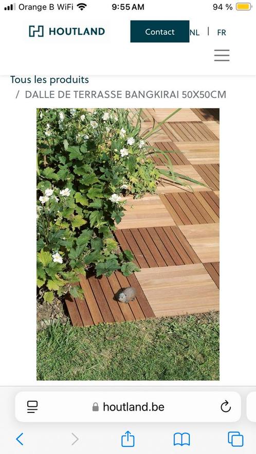 Dalles de bangkirai pour terrasse extérieure 500x500x25mm, Tuin en Terras, Terrasdelen en Vlonders, Zo goed als nieuw, Hout, Ophalen