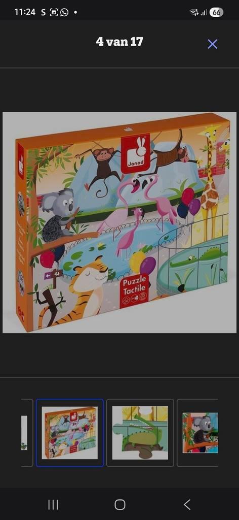 Prachtige voelpuzzel Janod 20 stuks incl poster, Kinderen en Baby's, Speelgoed | Kinderpuzzels, Zo goed als nieuw, Ophalen