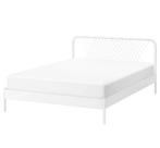 Lit IKEA + sommier à lattes rétractable 140 x 200, 140 cm, Enlèvement, Utilisé, Blanc