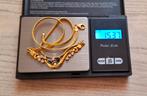 Prachtige 18k gouden ketting met 750 diamanten en saffier, Handtassen en Accessoires, Kettingen, Ophalen, Zo goed als nieuw, Goud