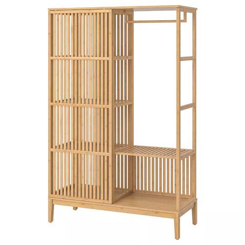 NORDKISA Open kledingkast met schuifdeur, bamboe, Huis en Inrichting, Kasten | Kleerkasten, Nieuw, 150 tot 200 cm, 100 tot 150 cm