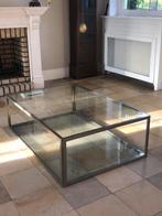 Belgo Chrom designer stalen salon tafel, Huis en Inrichting, Ophalen, Zo goed als nieuw, Glas