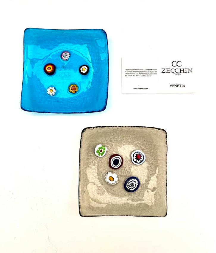 CC Zecchin: 2 bordjes met Murinne (Murano) + certif/getekend, Antiek en Kunst, Kunst | Designobjecten, Ophalen of Verzenden