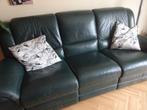 Divan 3 places en véritable cuir vert foncé bon état, Maison & Meubles, Canapés | Salons, 200 à 250 cm, Banc droit, Enlèvement