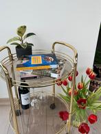 Vintage messing theewagen of bar cart, Huis en Inrichting, Gebruikt, 50 tot 100 cm, Rond, 25 tot 50 cm