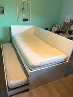 1 persoonsbed met uitschuifbare lade voor extra matras, Ophalen, Gebruikt, 90 cm, Wit