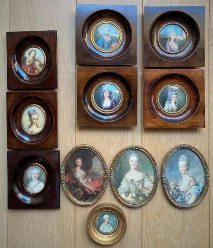 8 miniatuurlijsten uit de Napoleon III-periode, Antiek en Kunst, Kunst | Schilderijen | Klassiek, Ophalen of Verzenden