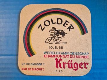 bierkaartje KRUGER EEKLO 1969 WK OMLOOP 10-08-69 WIELRENNEN beschikbaar voor biedingen