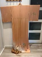 Vintage zijden kimono — roze/oranje pioenroos, Kleding | Dames, Autre, Ophalen of Verzenden, Zo goed als nieuw