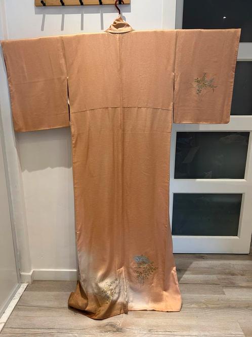 Vintage zijden kimono — roze/oranje pioenroos, Kleding | Dames, Overige Dameskleding, Zo goed als nieuw, Ophalen of Verzenden