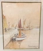 schilderij EMILE LHERNAULT kade van Oostende 1917, Antiek en Kunst, Kunst | Schilderijen | Klassiek, Ophalen of Verzenden