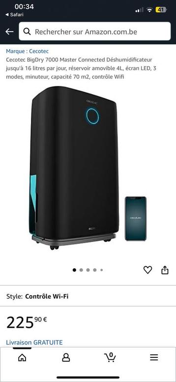 Déshumidificateur cecotec BIGDRY 7000 master wifi etat neuf beschikbaar voor biedingen