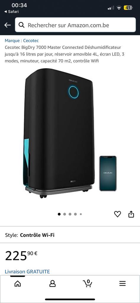 Déshumidificateur cecotec BIGDRY 7000 master wifi etat neuf, Elektronische apparatuur, Luchtbehandelingsapparatuur, Zo goed als nieuw