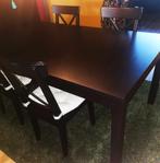 Zwartbruine eettafel, Ophalen, Zo goed als nieuw, 150 tot 200 cm, 50 tot 100 cm