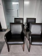 4 stijlvolle lederen eetkamerstoelen, Huis en Inrichting, Ophalen, Zo goed als nieuw