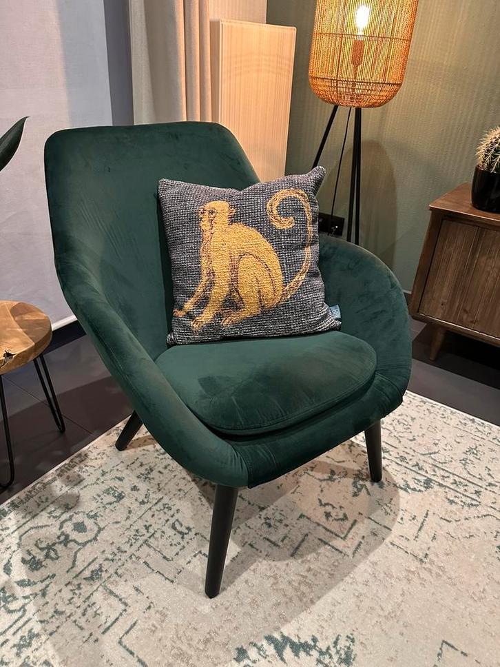 Fauteuil groen velvet NIEUW, Maison & Meubles, Fauteuils, Neuf, Tissus, Enlèvement